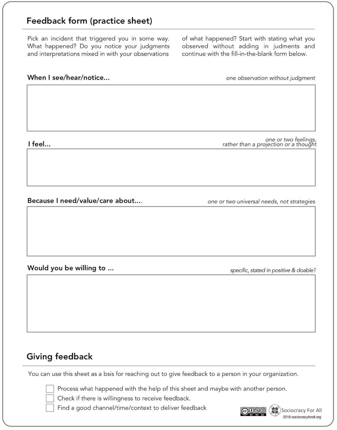 feedbackformlist 2 - La retroalimentación intencionada en las organizaciones - Sociocracy For All