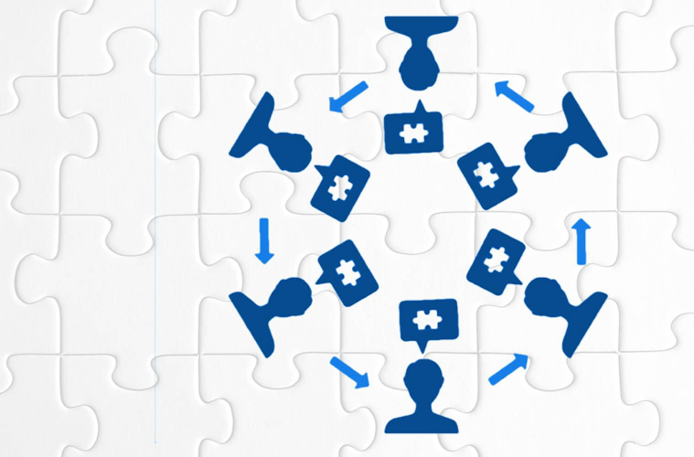 Graphic — circle of people generating ideas