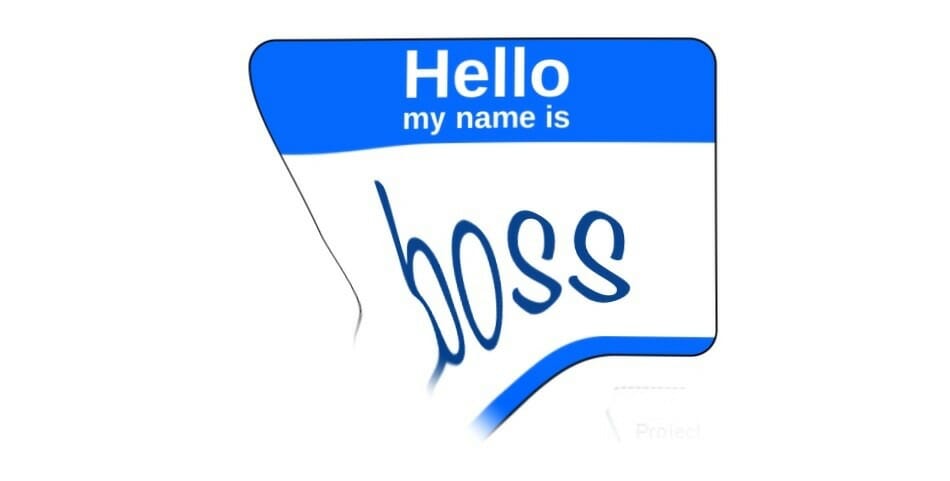 Nametag with the word Boss