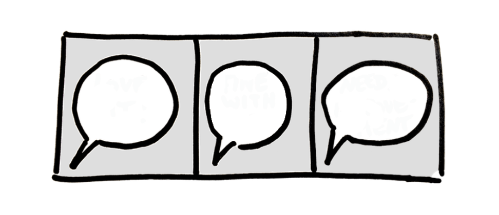 Drawing of three thought bubbles