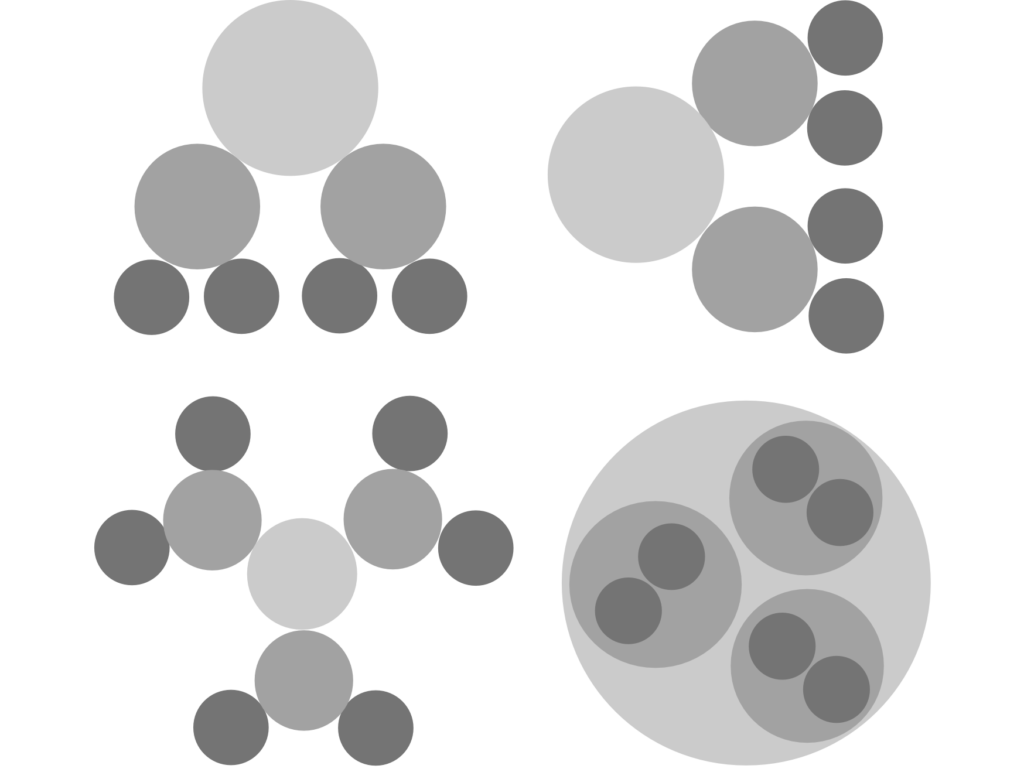 a series of circle structures flipped into different positions