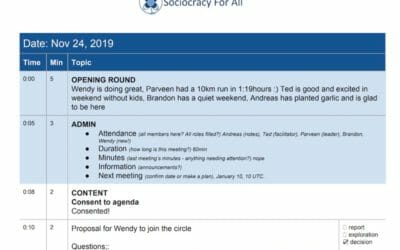 Example meeting minutes
