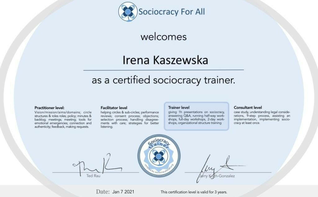 The first certified sociocracy trainer in Poland!