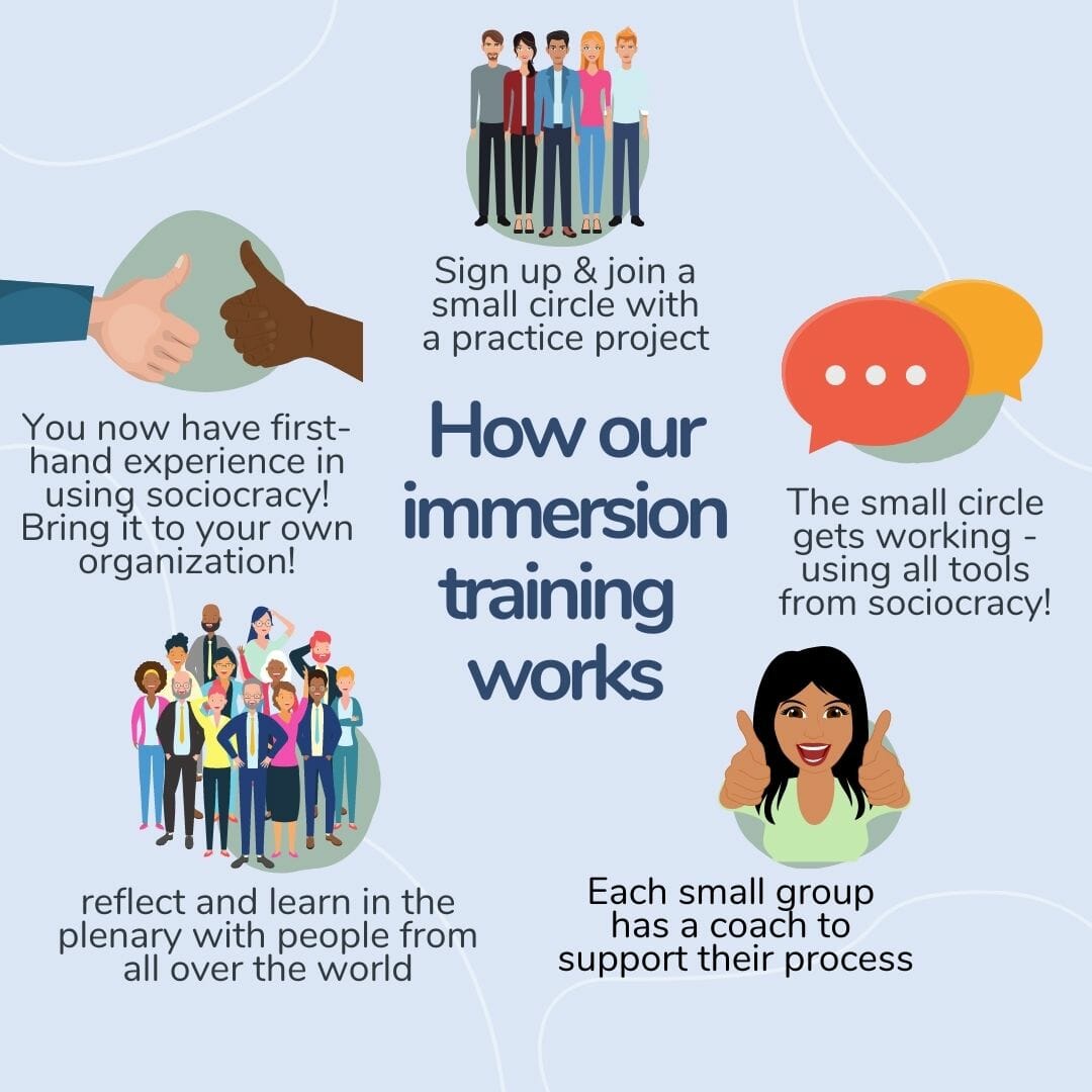 How our immersion training works in SoLT (Sociocracy Leadership Training)