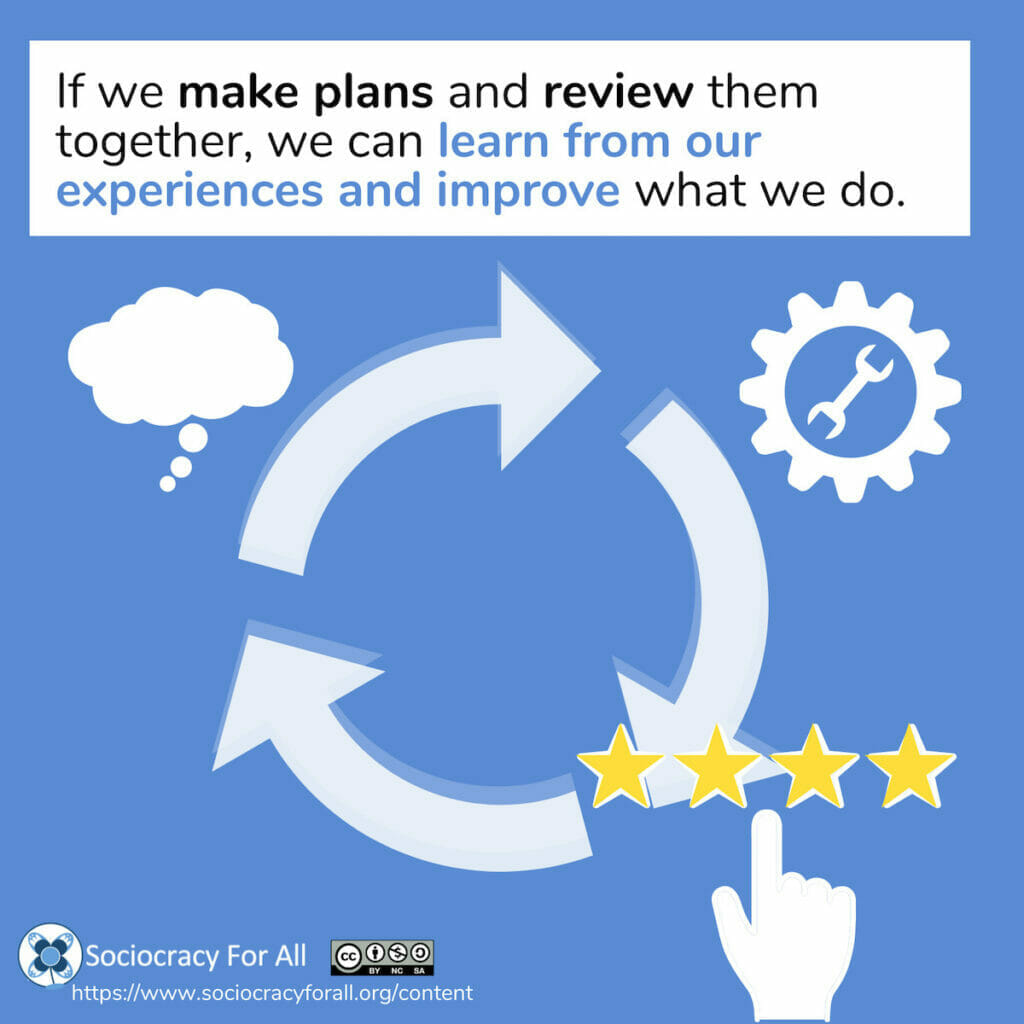 If we make plans and review them together, we can learn from our experiences and improve what we do.