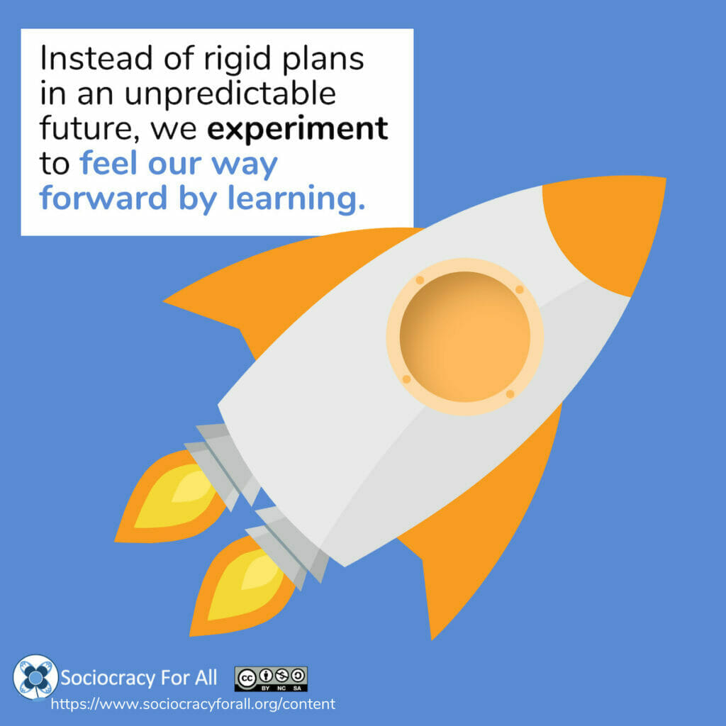 Instead of rigid plans for an unpredictable future, we experiment to feel our way forward by learning.