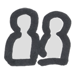 The icon of two stylised people representing training.
