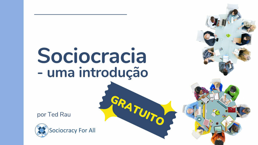 Capa de um dos recursos introdutórios gratuitos oferecidos pela SoTes: o livro eletrônico "Sociocracia, uma introdução".