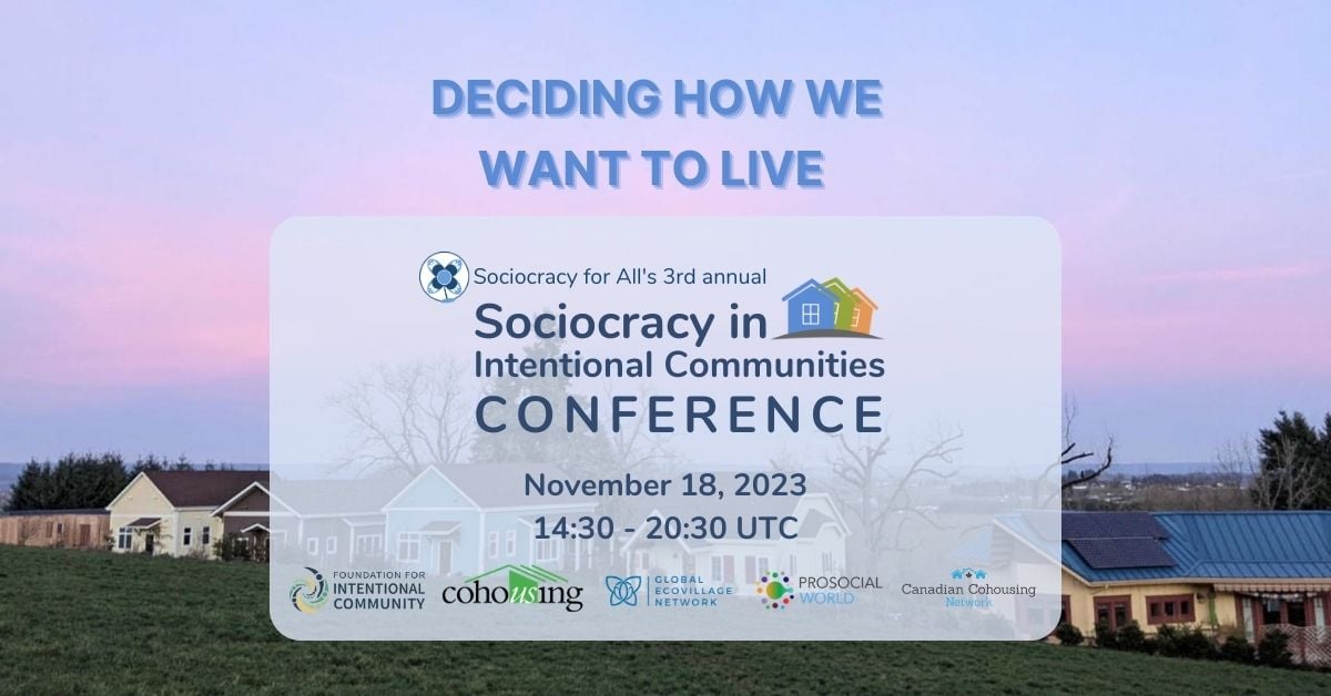 sociocracy in intentional communities conference 2023 cover image - intentional communities - Sociocracy For All