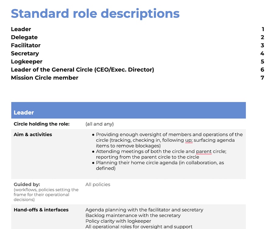 Standard Roles Sociocracy templates - Sociocracy For All