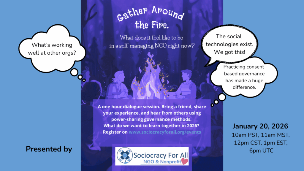 Jan 20 Fireside chat for nonprofits wide - - Sociocracy For All