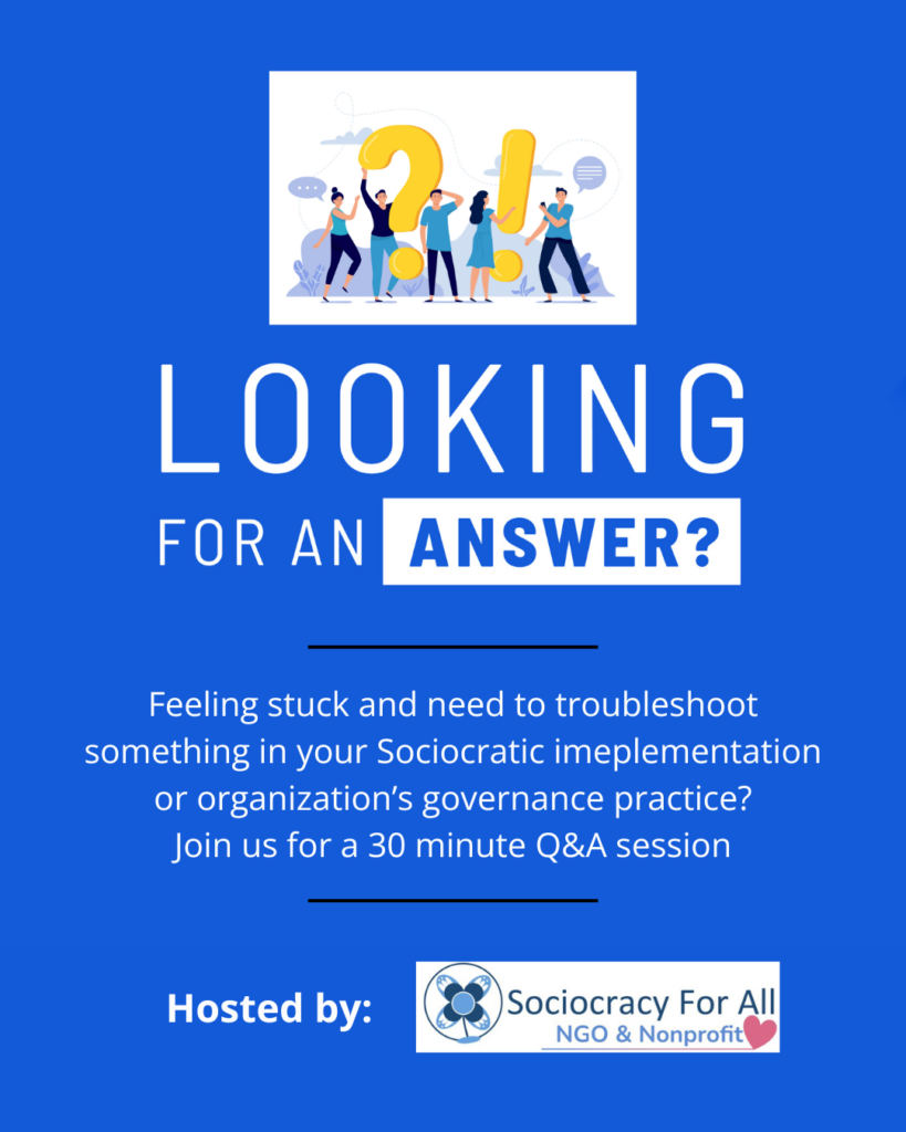 QA sessions Insta post - sociocracy in nonprofits - Sociocracy For All
